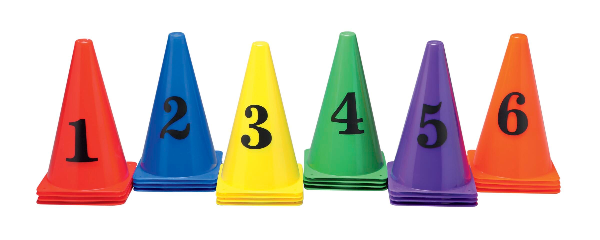 FlagHouse Numbered Cones, 9 Inches, Assorted Colors, Set of 36 2120285